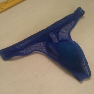 Blue Fishnet Thong